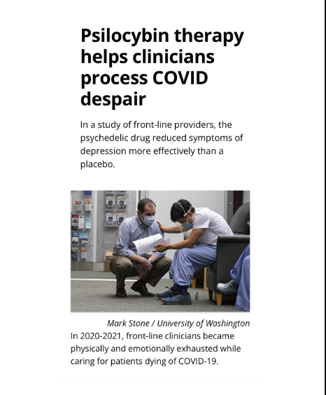 Psilocybin therapy helps clinicians process COVID despair