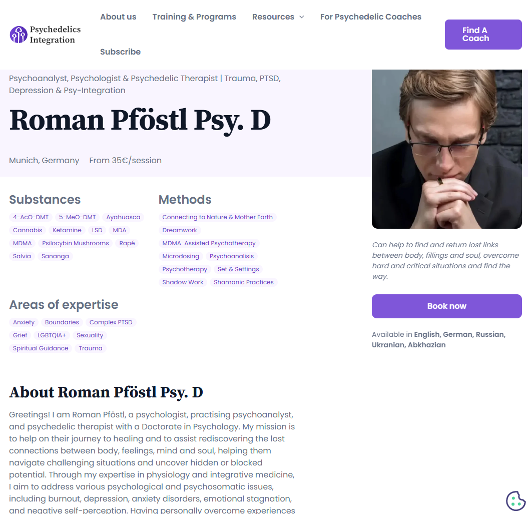 Roman Pföstl Psy. D Psychedelics-integration.com